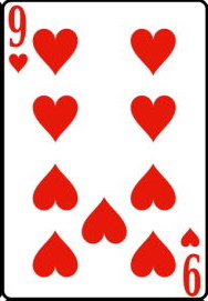 9 черви перевёрнутые колода игральных карт